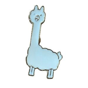 NWT Cute Solid White Llama Gold Plated Enamel Pin Brooch